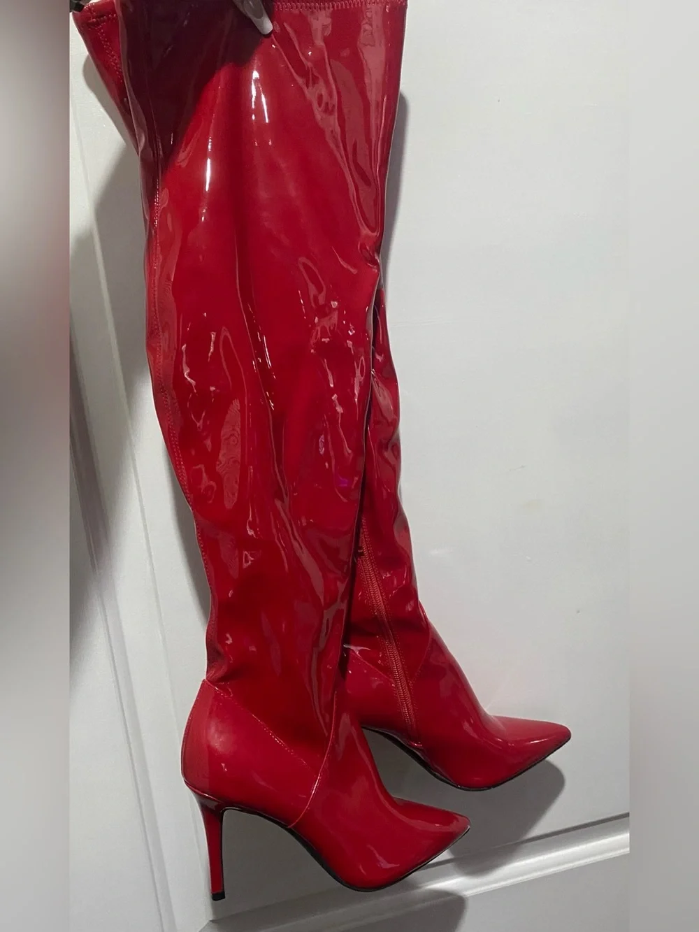 JESSICA SIMPSON Red Patent leather Over-the-Knee Stiletto Boots- Size 7M 37 1/2